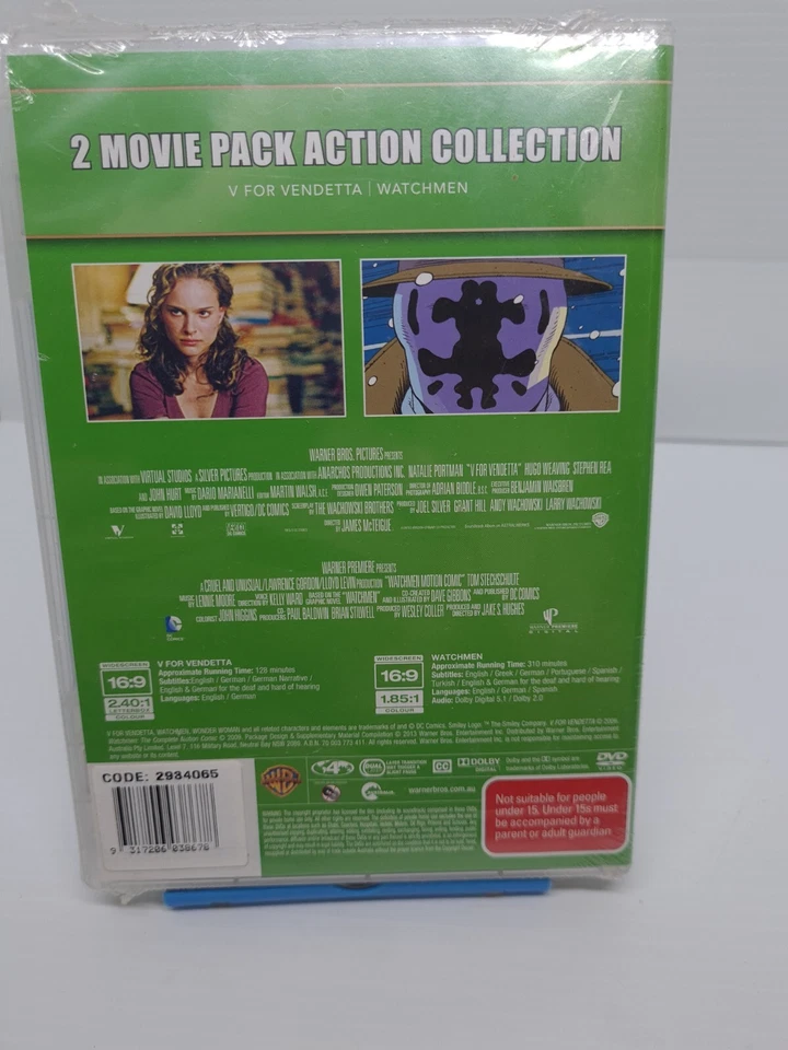 2 Movie Pack Action Collection DVD V For Vendetta/Watchmen Brand New And Sealed  - Image 2 of 3