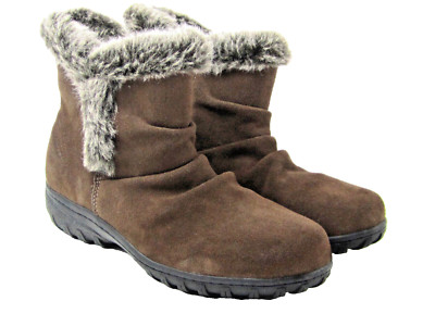 Khombu Lisa Women's Brown Thermolite Terrain Boots Suede Faux Fur Booties Sz 9