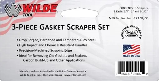 Wilde Tool 3pc Professional Gasket Scraper Set MADE IN USA Forged Alloy Steel
