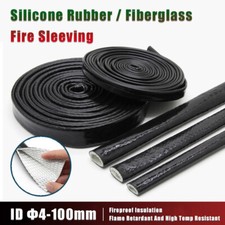 Silicone/Fiberglass Fire Sleeving High Temp Insulation Sleeve  4-100mm Black