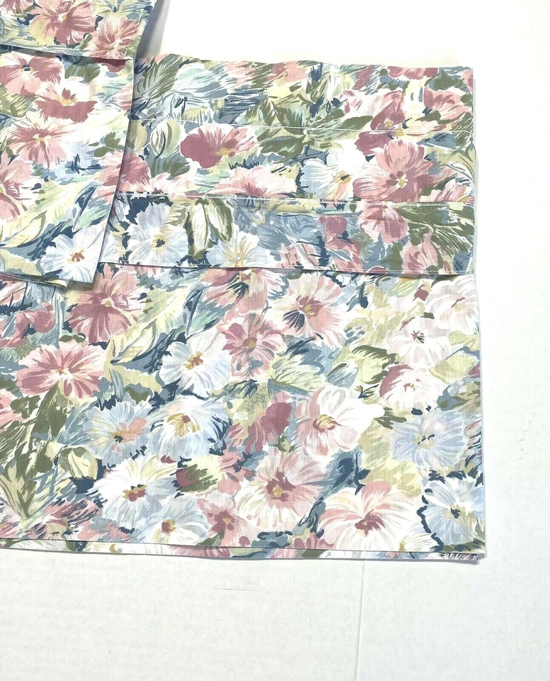 Par de cortinas cenefas vintage años 90 croscill Elisa estampado floral rosa azul púrpura Foto 4 de 4
