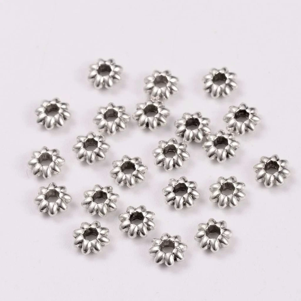 30 PERLES INTERCALAIRE METAL ARGENTE 5,5 mm FORME FLEUR - CREATION - Photo 2/2