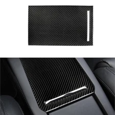 Carbon Fiber Center Storage Box Panel Cover Trim For Tesla Model X 2014-2019