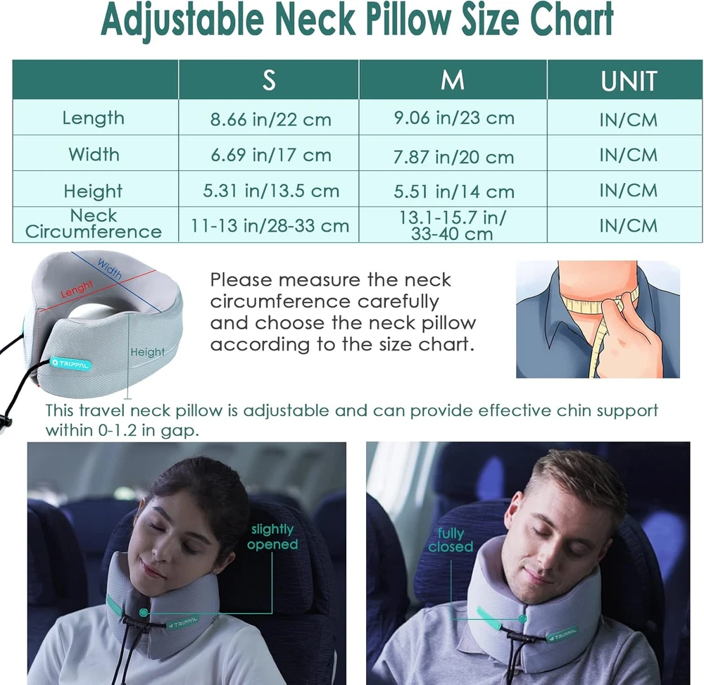 Travel Pillow for Airplane Neck Chin Support Memory Foam Machine Washable Adults