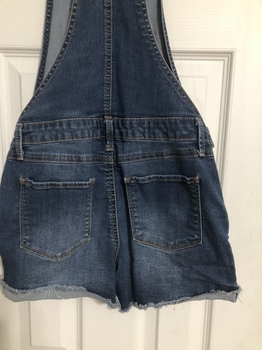 SO Denim Jean Overalls Shorts Girls Size 14 School Summer Vacation Rolled Cuff - Picture 10 of 10
