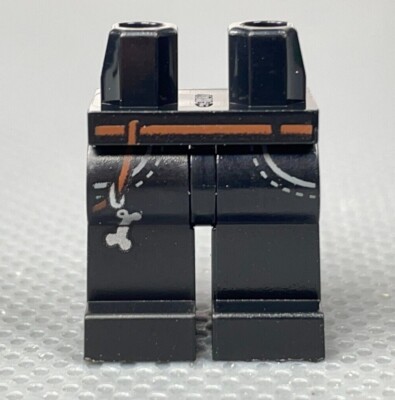 LEGO Black Minifigure Hips & Legs Brown Belt Pockets Silver Dog Bone Key Chain