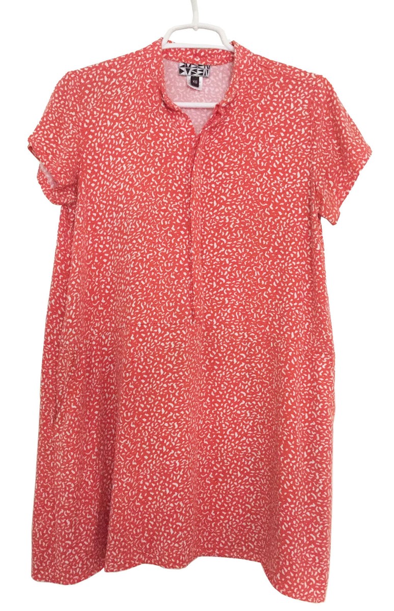dusen dusen oversized tee dress DUSEN DUSEN Oversized Tee Dress Orange Composition Notebook Print Rayon  Size XS