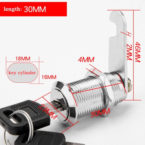 16–30 Mm Nockenschloss Für Tür Schublade Schrank Briefkasten Schließfach DE NEU - Bild 18 von 33