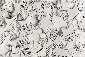 Star Wedding Table Confetti Decoration Sheet Music Notes Rustic