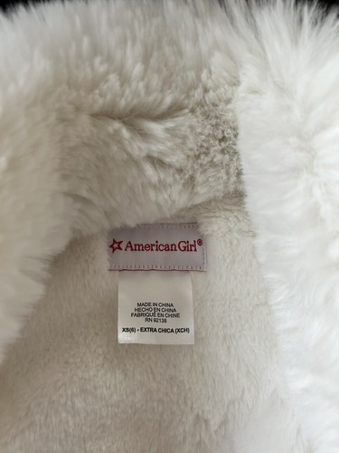 American Girl Soft As Snow White Fur Coat Silver Bow (girls size xs 6) Christmas - Picture 10 of 16