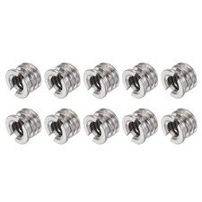 Convert Screw Adapter 7.4mm/0.29" 10Pcs, 1/4" Female to 3/8" Reducer, Silver