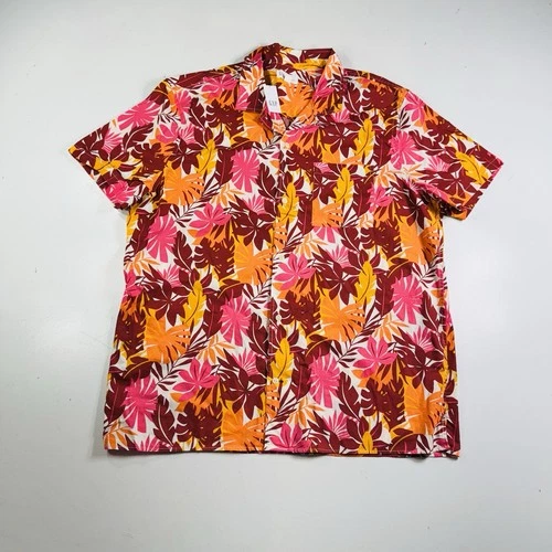 GAP Hawaiian Shirt Red Orange Floral Men’s Size XL Brand New