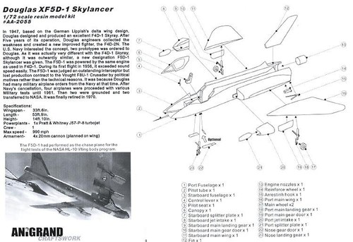Anigrand Models 1/72 DOUGLAS XF5D-1 SKYLANCER Jet Fighter Prototype - Picture 3 of 4