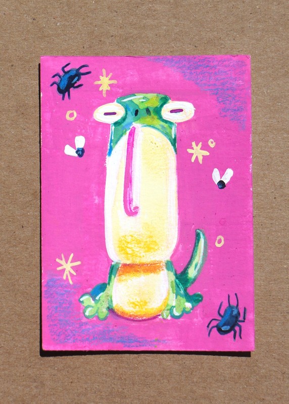 ACEO Original Lizard on Paper 2.5 x 3.5 by Patricia Esmenda