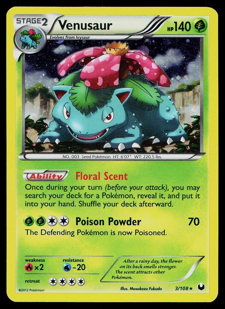 Pokemon Card Dark Explorers Venusaur 3/108 Holo Rare