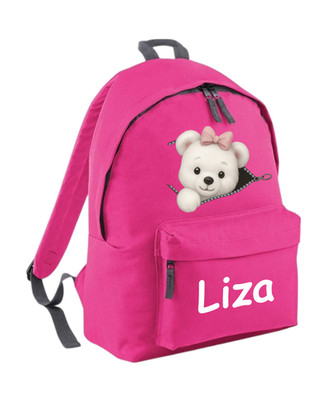 Personalisierter Rucksack Bär mit Namen, süßer Rucksack im Teddy-Design - Schulanfang