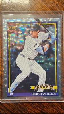 Topps 2026 Series 1 1991 Insert Christian Yelich Crackle Foil Brewers T91-83