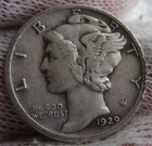 1929 P  U.S. 90% silver Mercury Dime with FREE shipping