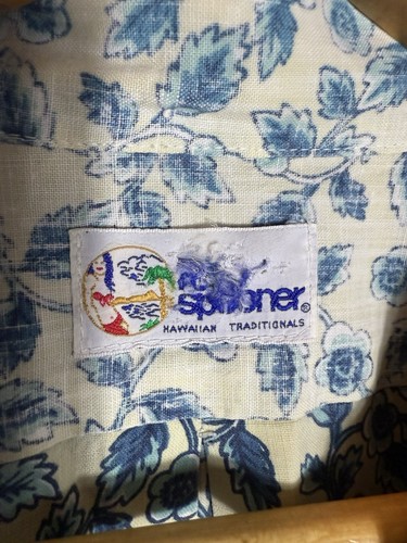 REYN SPOONER MENS ALOHA SHIRT Made in Hawaii USA Blue/Beige Floral Print Large - Picture 2 of 14