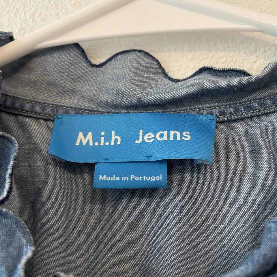 Camisa M.i.h Jeans Azul Denim Vieira Borde Botón en Excelente Estado Talla S Foto 3 de 4