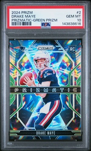 2024 PANINI PRIZM PRIZMATIC GREEN PRIZM #2 DRAKE MAYE ROOKIE RC PSA 10