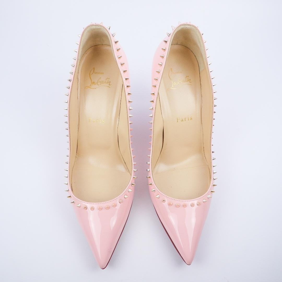 Christian Louboutin ANJALINA Pink Suede Pointed Toe Spiked Heels