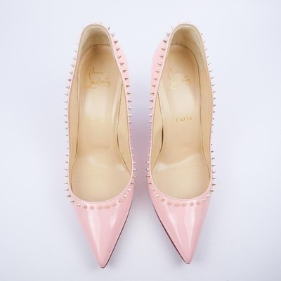 Christian Louboutin ANJALINA Pink Suede Pointed Toe Spiked Heels