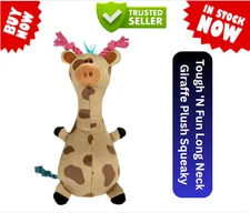 TrustyPup Tough 'N Fun Giraffe Plush Dog Toy Small Squeaky Chew Guard Durable