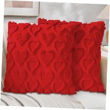 Valentine's Day Pillow Covers 18x18 Inch, 2 Pack Red Heart Throw Red Pack of 2