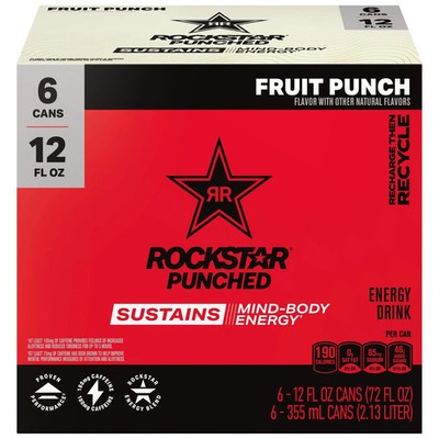 Rockstar Punched Energy Drink Fruit Punch 12 fl Oz 6 Count Cans | eBay