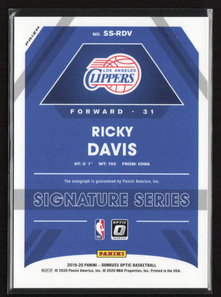 Ricky Davis 2019-20 Donruss Optic #SS-RDV Signature Series Holo - Image 2 of 2