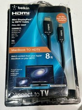 Belkin Mini DisplayPort to to HDTV Cable 8 Ft. Macbook to HDMI New Open Box