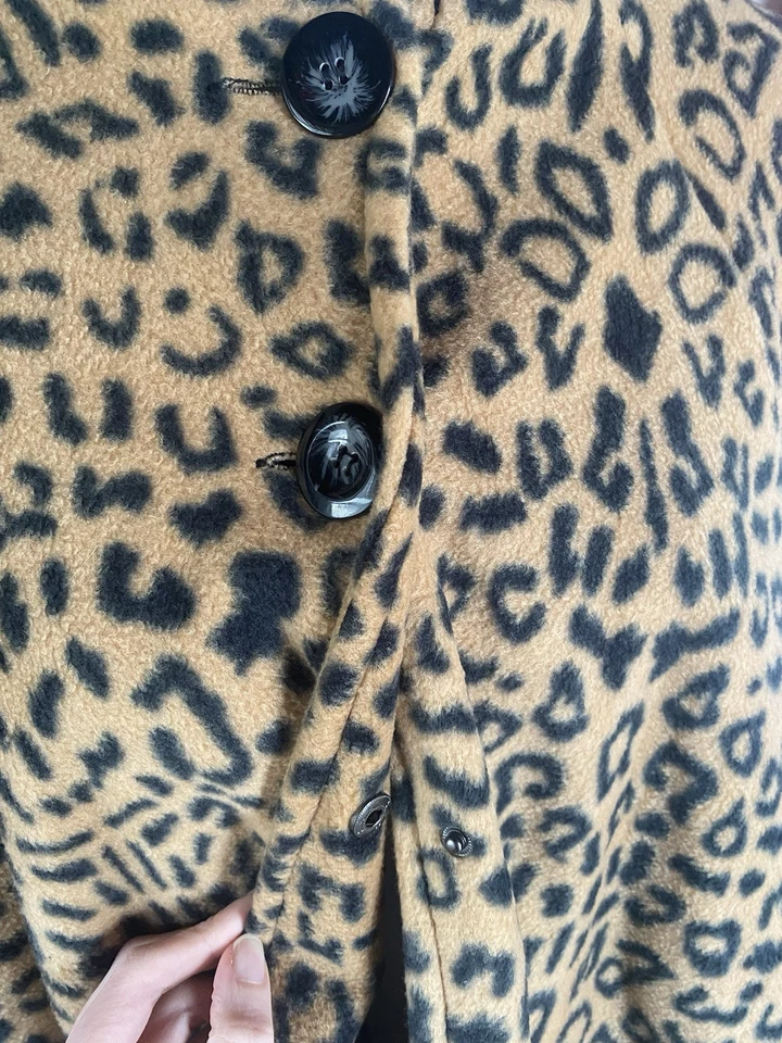 Vintage Cheetah Leopard Print Cape Jacket Faux Fur Old Hollywood Glam NWT XL-3X - Image 3 of 4