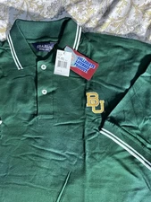 Baylor University Men’s XL Short Sleeve Polo Shirt Green W/ Yellow Logo New