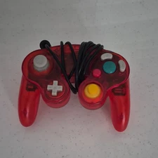 Red Wired Ergonomic Controller for Nintendo GameCube Console