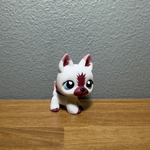 Figurine Littlest Pet Shop LPS berger allemand blanc yeux bleus série 1421 Hasbro