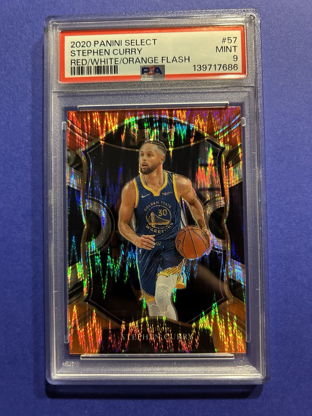 2020 Panini Select Stephen Curry Red/White/Orange Flash #57 PSA MINT 9