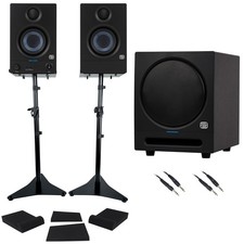 2 Presonus Eris 3.5 2nd Gen 3.5" Studio Monitors Stands 8" Subwoofer w/Bluetooth