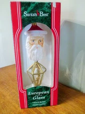  Vintage SANTA'S BEST European Style Blown Glass Santa Ornament w/Box