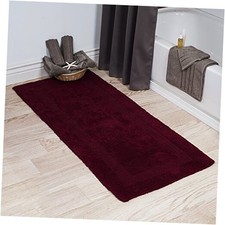 Reversible Long Bath Mat - 60x24-Inch Plush Cotton Bathroom Runner - Burgundy
