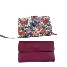 Lot of 2 Mundi Wallet Purple Floral Safe Keeper Checkbook Cover Wristlet New J2Y