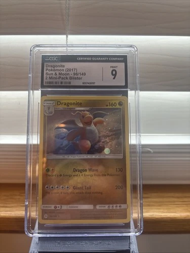 2017 Pokemon Sun & Moon 2 Mini-Pack Blister #96 Dragonite CGC 9 MINT