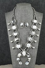 White Buffalo & Sterling Silver Squash Blossom Set - Darrin Livingston