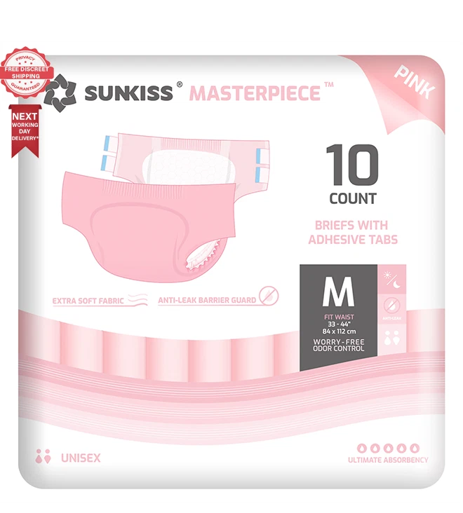 10 x SUNKISS Masterpiece Adult Diapers Pink Ultimate Absorbency S/M - 1 Pack 10