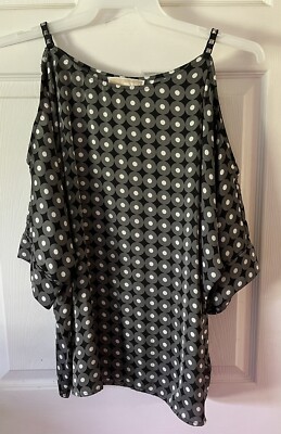 Michael Kors Leather Studded Straps Cold Shoulder Top Size Large