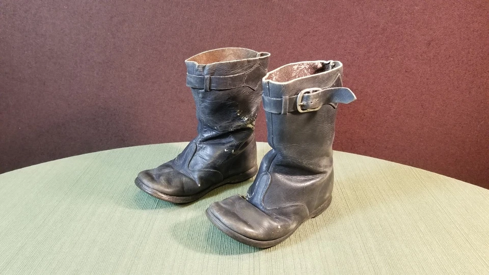 Botas de cuero negras antiguas de principios de 1800 de la era de la Guerra Civil para bebé niño pequeño Foto 4 de 4