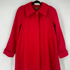 Red Solid Wool Outer Shell Coats, Jackets Vests for Women for - Main Image
