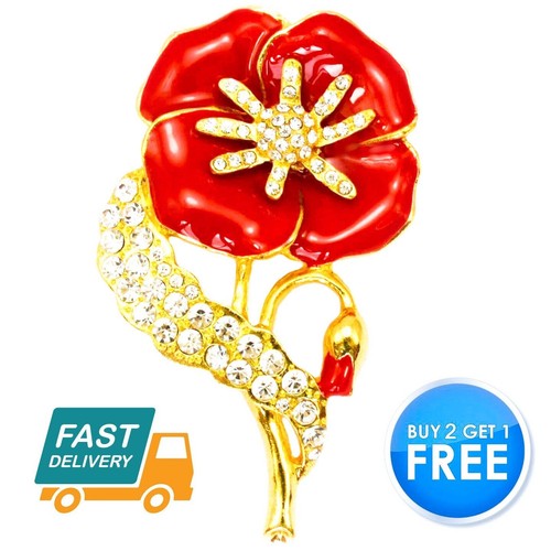 NEW WOMEN RED FLOWER BROOCHES ENAMEL PIN BACKS ANTIQUE VINTAGE BADGES CRYSTAL UK - Picture 59 of 96