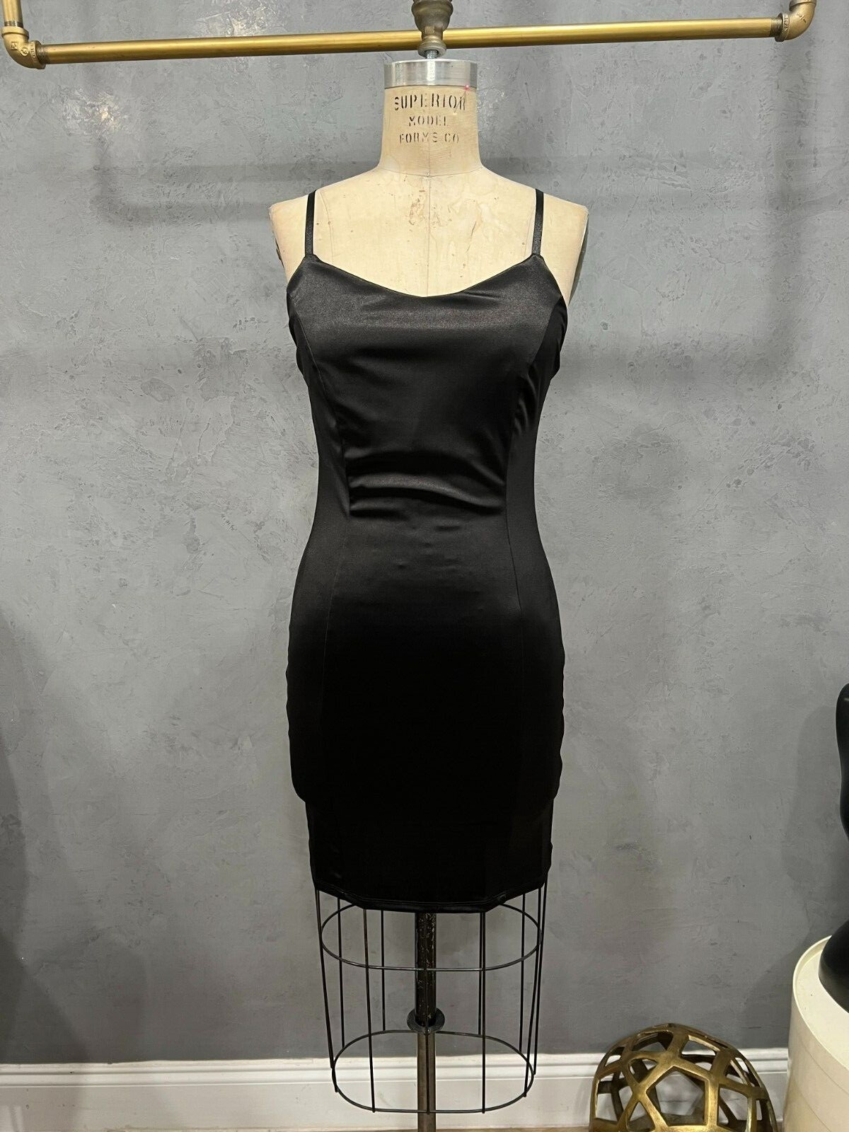 Black Bodycon Cocktail Scoop Neck Dress NWT  -image