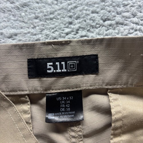 5.11 Chino Pants Mens 34x32 Beige Polyester Straight Fit Ripstop Workwear - Picture 3 of 10